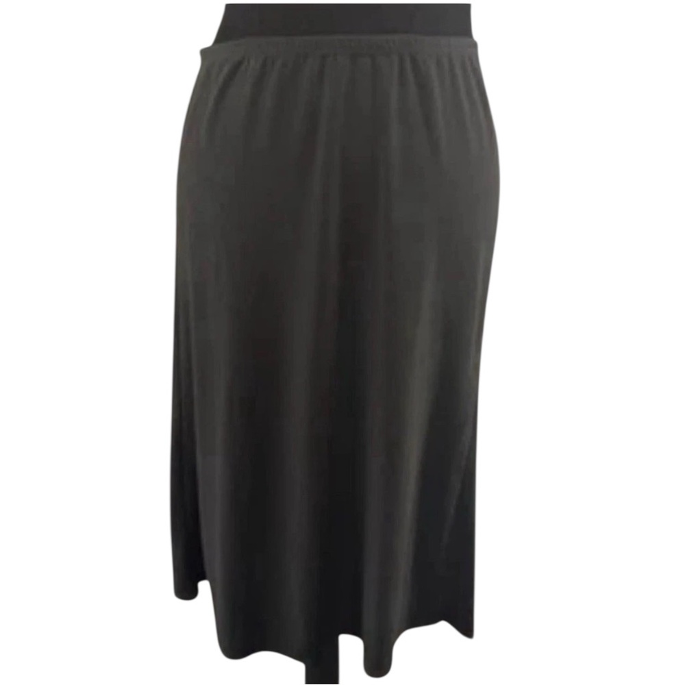 Pull-On Knee Length Skirt Small Black Elastic Waist Side Pleats Dark Academia‎